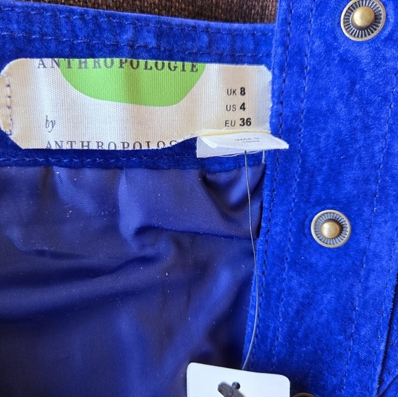 Anthropologie Blue Suede mini skirt 100% leather Sz 4 NWT - Picture 5 of 8